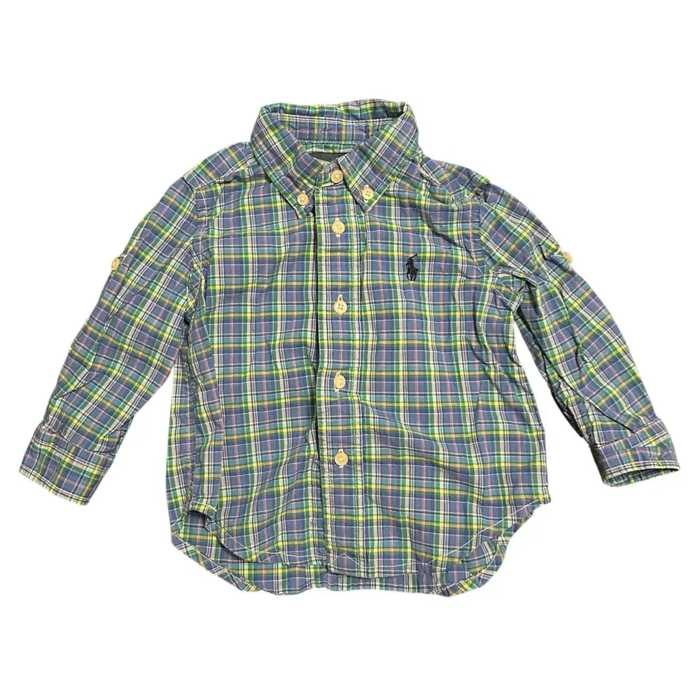 Ralph Lauren Baby Boys 12M‎ Plaid Long Sleeve Button Down Shirt Preppy